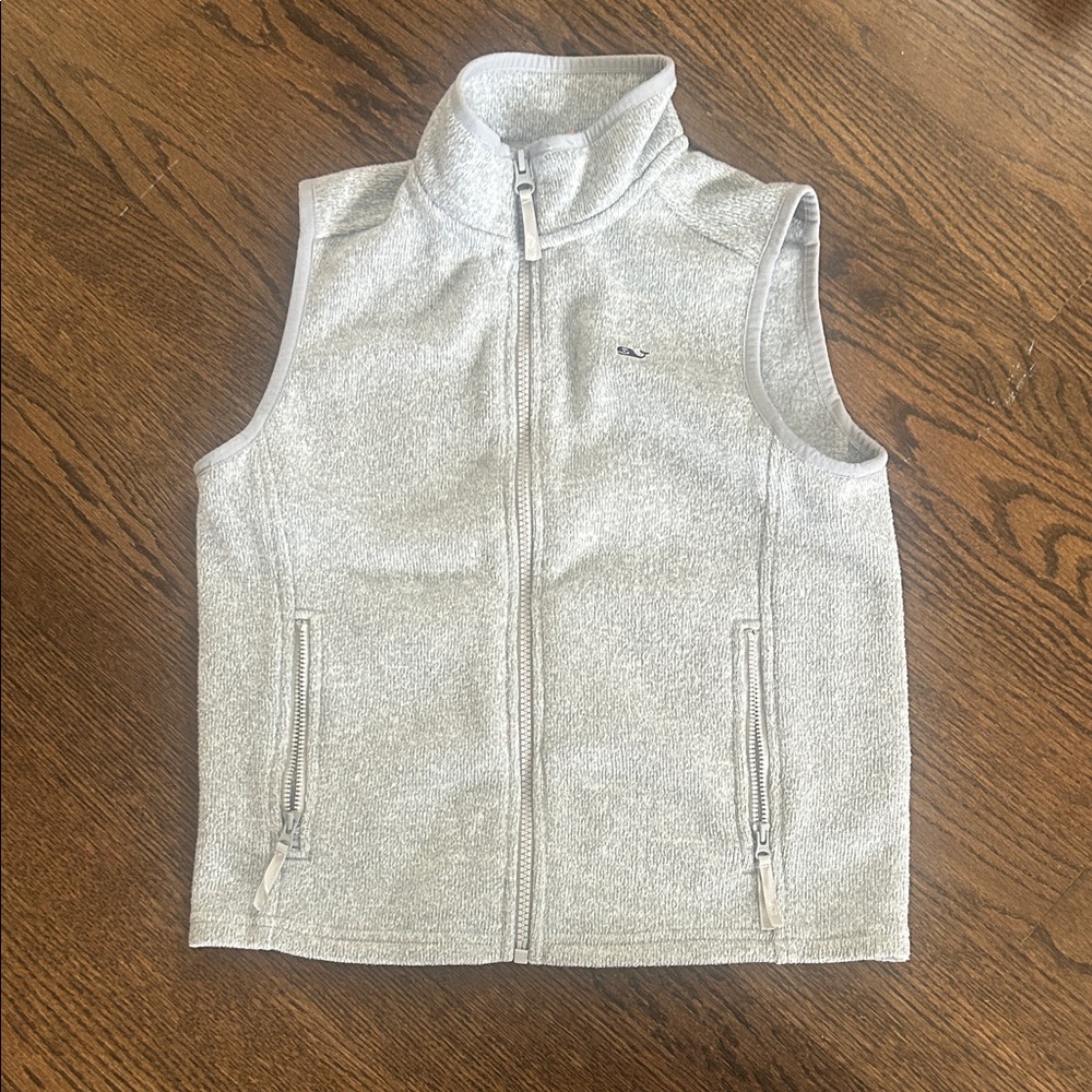 Vineyard Vines Kids Light Gray Sleeveless Fleece Vest
